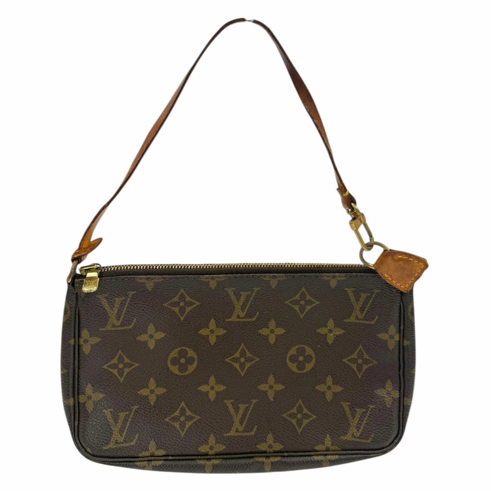 Louis Vuitton Pochette Accessoires Monogram Pouch Canvas Leather Brown